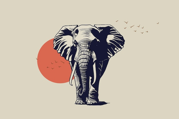 un elefante con un cerchio rosso sulla schiena