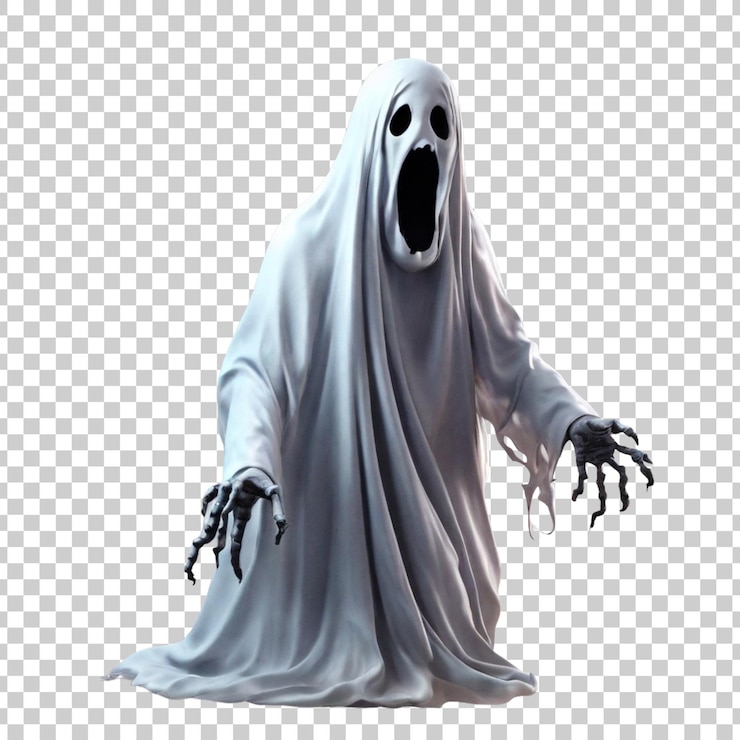 PSD un fantasma con un fantasma sulla sua faccia è mostrato in un'immagine 3d