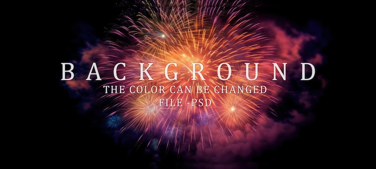 PSD un festivo spettacolo di fuochi d'artificio che illumina il cielo notturno