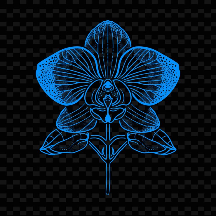 PSD un fiore che è blu su uno sfondo nero