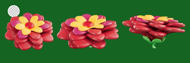PSD un fiore rosso e giallo è su uno sfondo verde.
