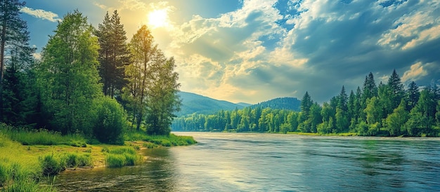 Un fiume sereno che si snoda attraverso una foresta lussureggiante