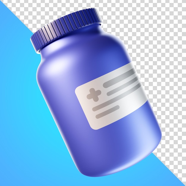 Un flacone blu con un'etichetta bianca che dice "prescrizione medica".