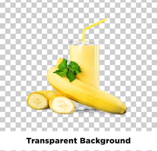 Un frullato di banana con menta fresca e una cannuccia in un bicchiere