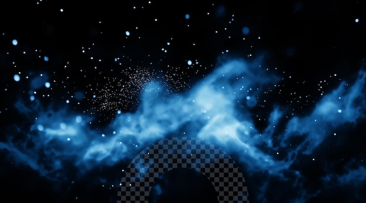 PSD un fuoco d'artificio blu scuro con uno sfondo blu con stelle