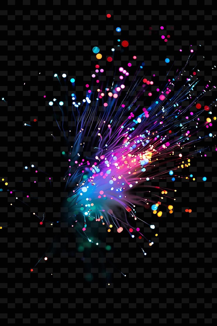 PSD un fuoco d'artificio colorato con scintille multicolori e uno sfondo nero