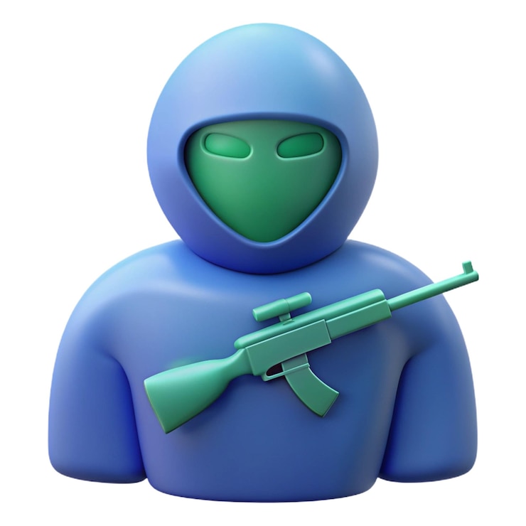 PSD un giocattolo blu con una pistola verde e una pistola al centro