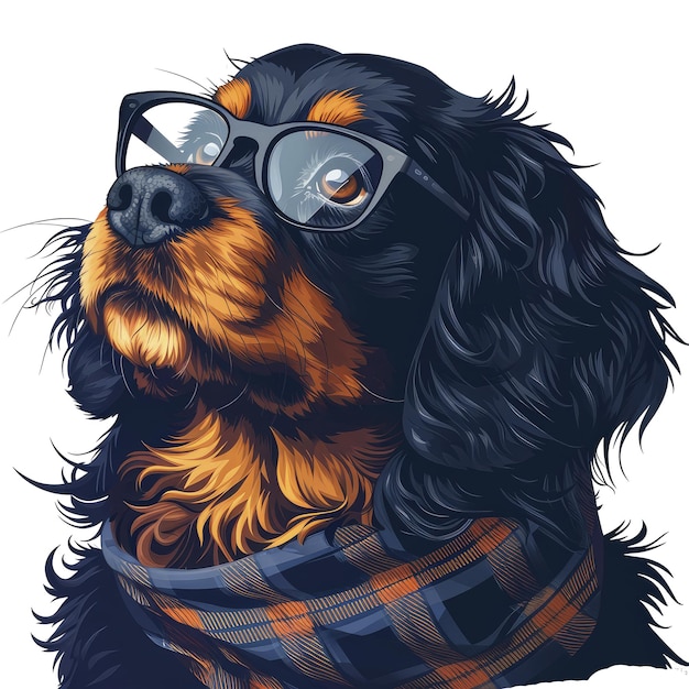 Un Gordon Setter in tradizionale plaid scozzese Isola immagini sullo sfondo bianco