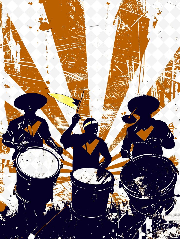 PSD un gruppo di batteristi di carnevale batteria con una bandiera brasiliana f illustrazione vita e cultura brasiliana