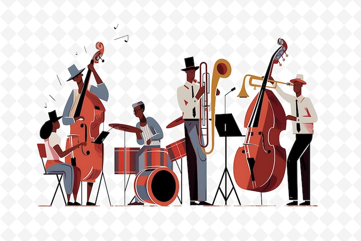 PSD un gruppo di musicisti che suonano strumenti e un uomo che suona un tamburo