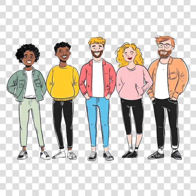 Un gruppo di proprietari di aziende internazionali, illustrazione di persona con abbigliamento