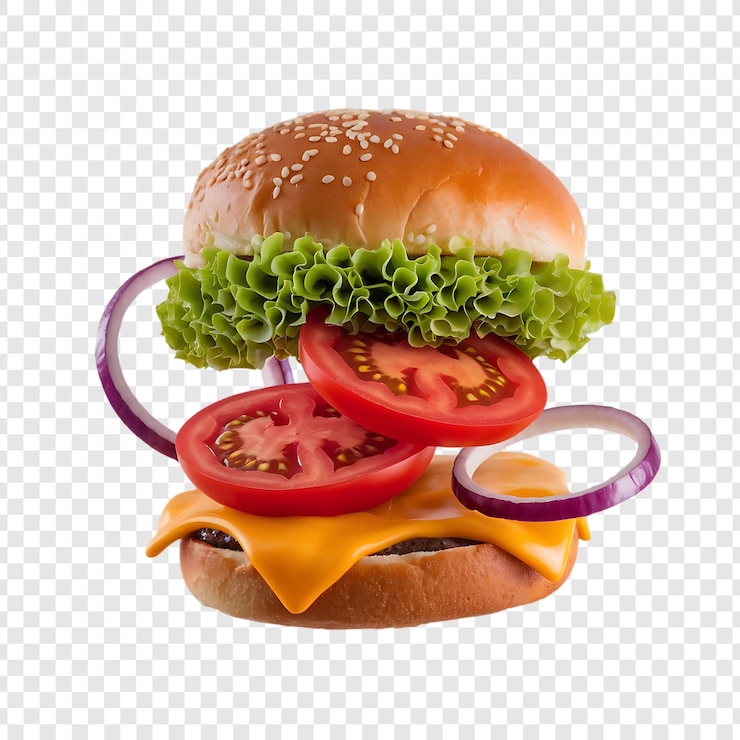 PSD un hamburger con formaggio e pomodori
