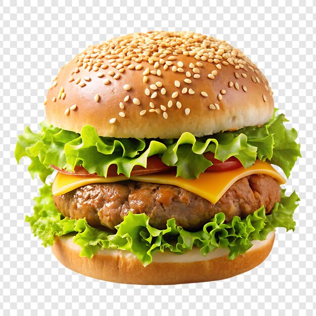 un hamburger con un panino e un cheeseburger sopra