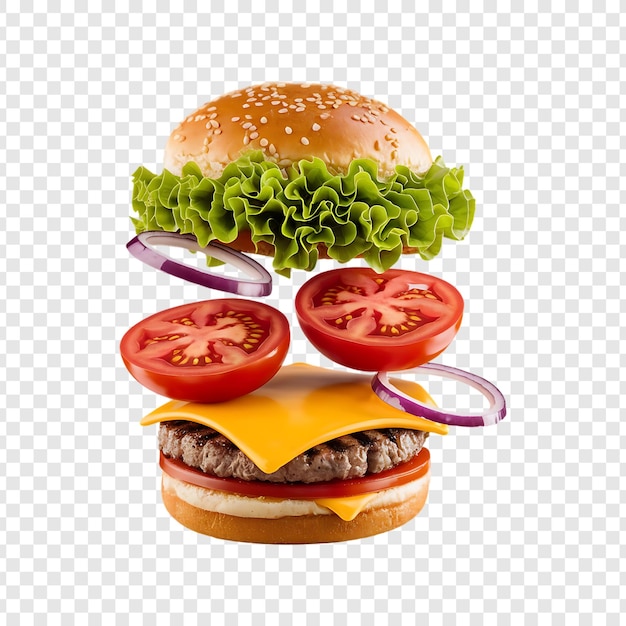 un hamburger con un pomodoro e una lattuga