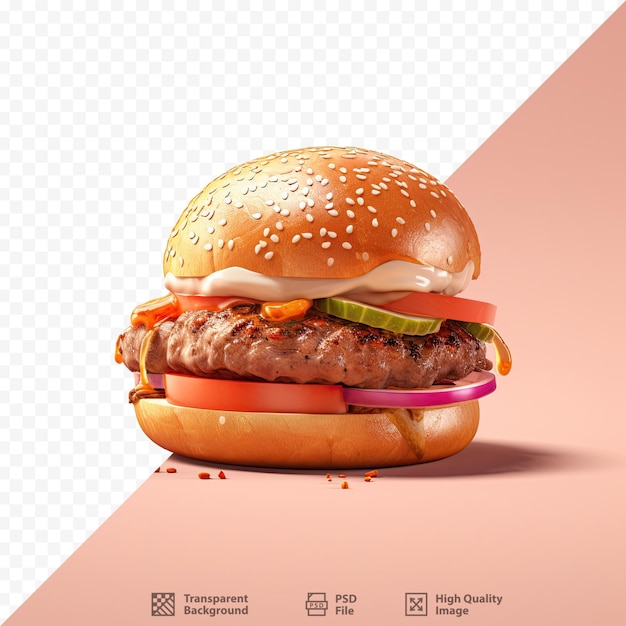 un hamburger con una foto di un hamburger e verdure