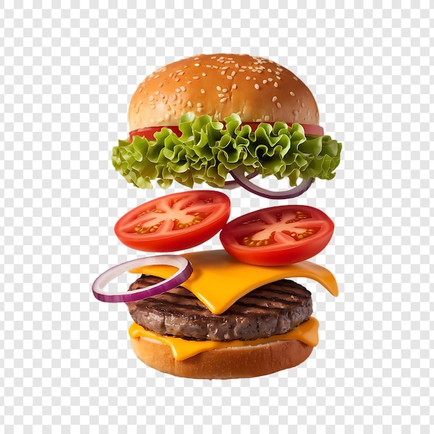 un hamburger con una lattuga verde e pomodori sopra