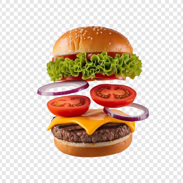 un hamburger con una lattuga verde e un pomodoro sopra