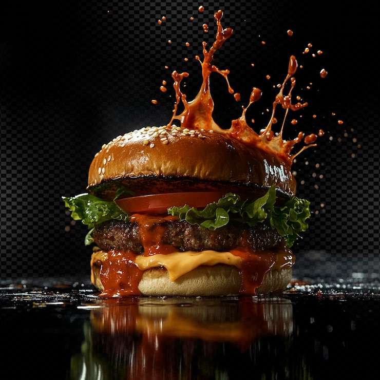 PSD un hamburger coperto di salsa