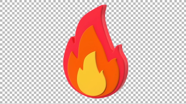 Un'icona di fiamma di cartone animato dai colori vivaci con sfumature rosse, arancione e gialle La fiamma è stilizzata e progettata per l'uso nel design grafico dei media digitali o nelle icone delle app