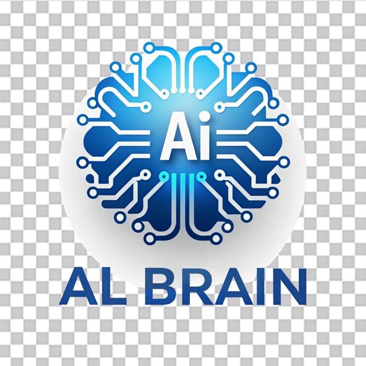 PSD un'icona di intelligenza artificiale del cervello isolata su uno sfondo trasparente