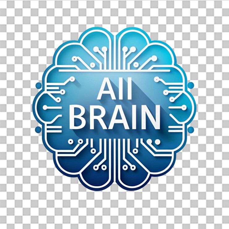PSD un'icona di intelligenza artificiale del cervello isolata su uno sfondo trasparente