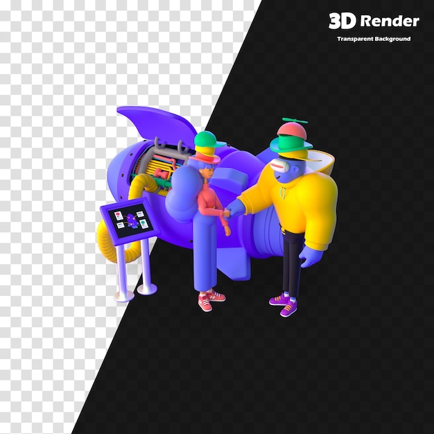 un'illustrazione 3D di tre persone in un 3D 3D