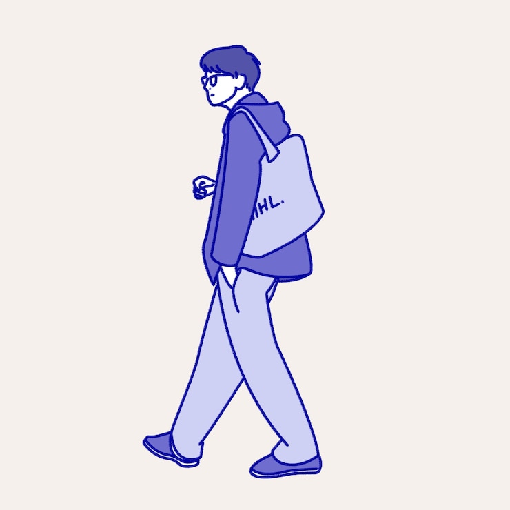 PSD un'illustrazione di un uomo con gli occhiali e una borsa