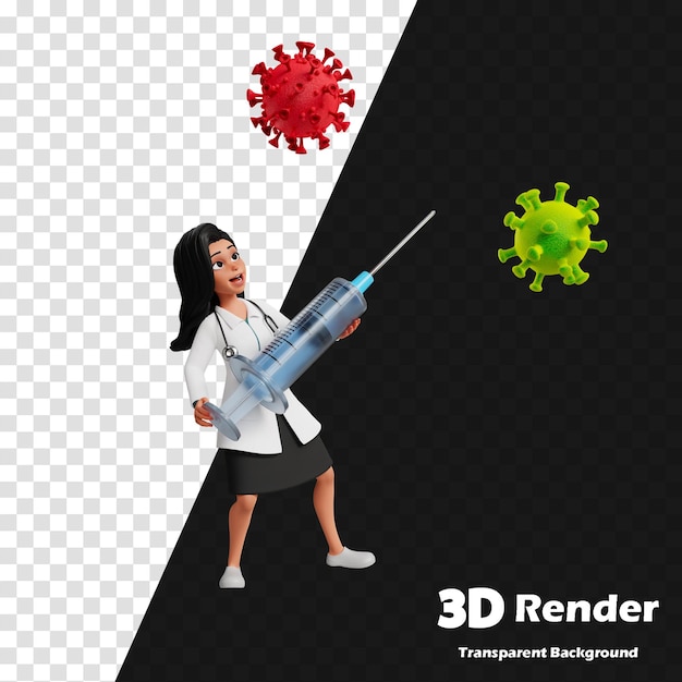 un'immagine 3D di una donna che tiene una siringa