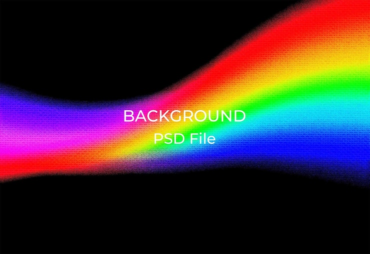 PSD un'immagine a colori arcobaleno con le parole retroilluminate su di esso