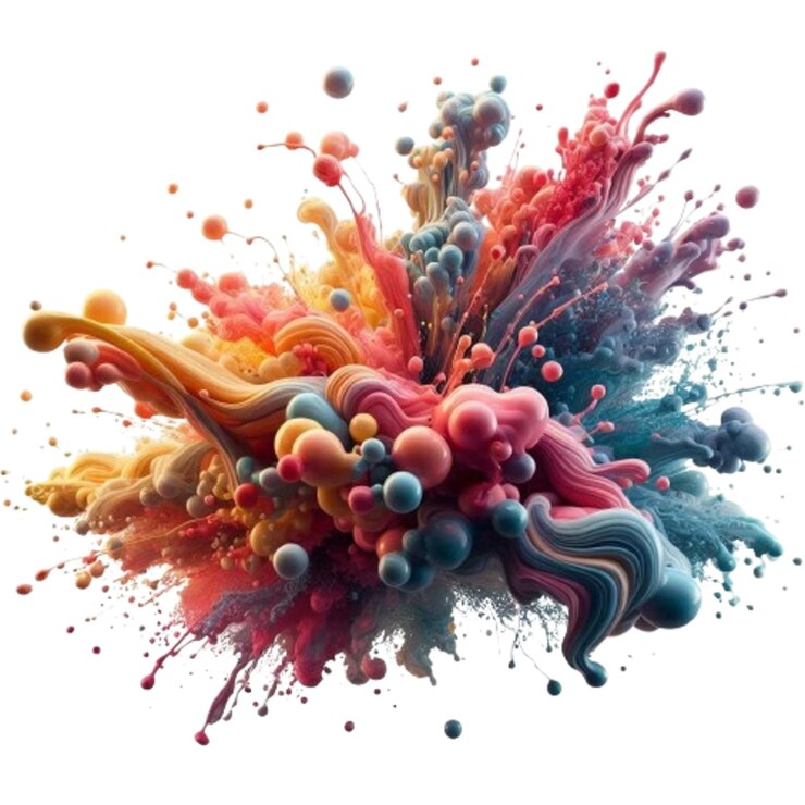 PSD un'immagine colorata degli schizzi di multicolori e le schizzi di parole