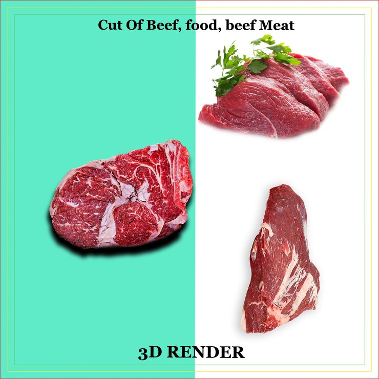 PSD un'immagine di un taglio di carne con la parola tagliato a metà
