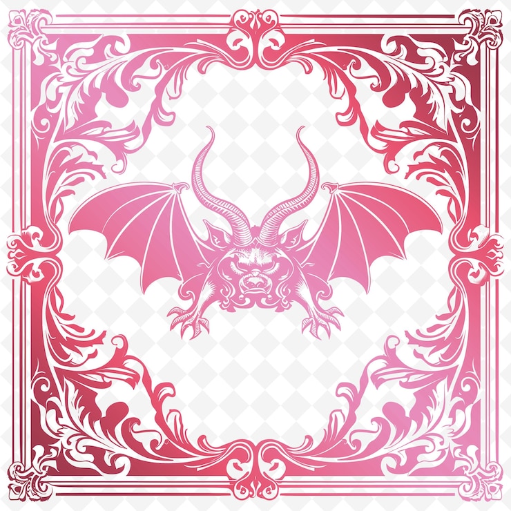 PSD un'immagine rosa e bianca di un drago con uno sfondo rosa