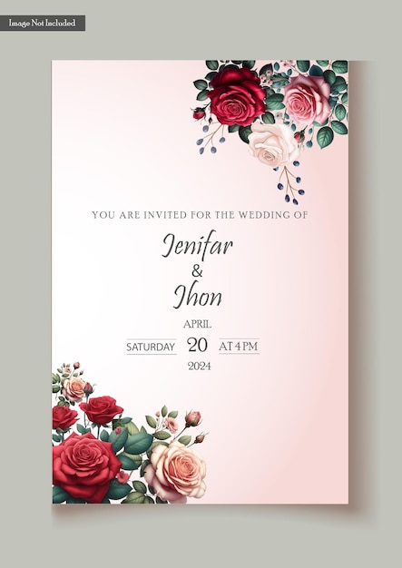 un invito al matrimonio per un matrimonio romantico con fiori e le parole romantico e romantico