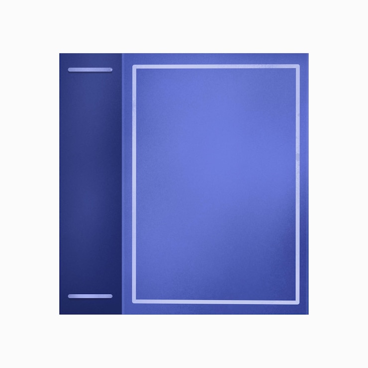 PSD un libro blu con un bordo bianco che dice "la parola".