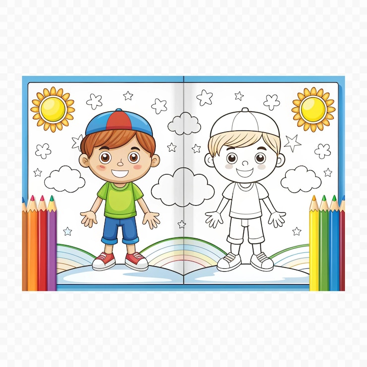 PSD un libro con un ragazzo e un libro con uno ragazzo su di esso