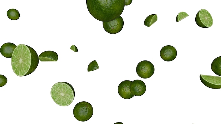 PSD un lime con i lime che cadono su di esso