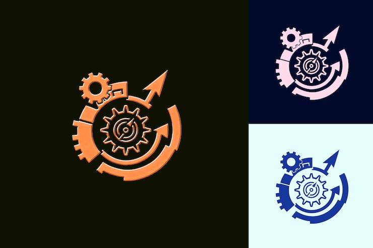PSD un logo blu e nero con gli ingranaggi