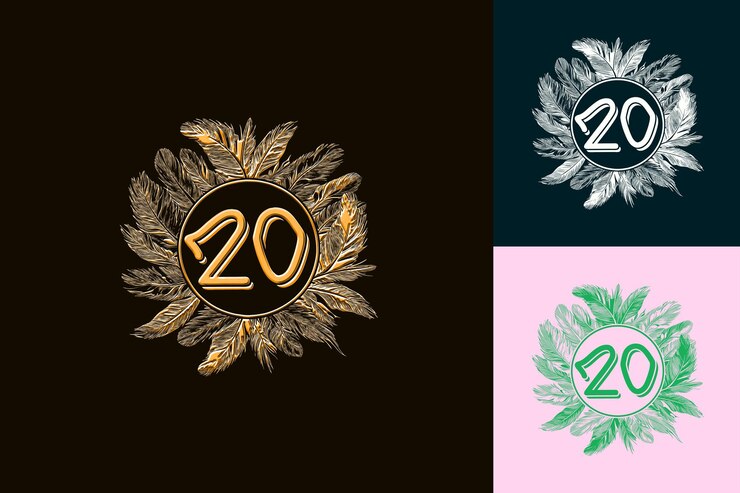 PSD un logo dorato e nero con il numero 20