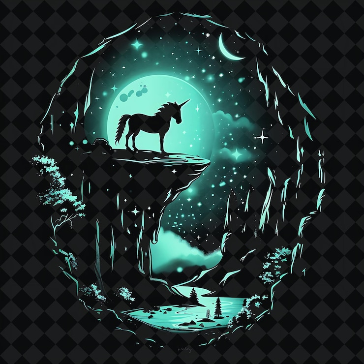 PSD un lupo su una scogliera con una luna e stelle sullo sfondo