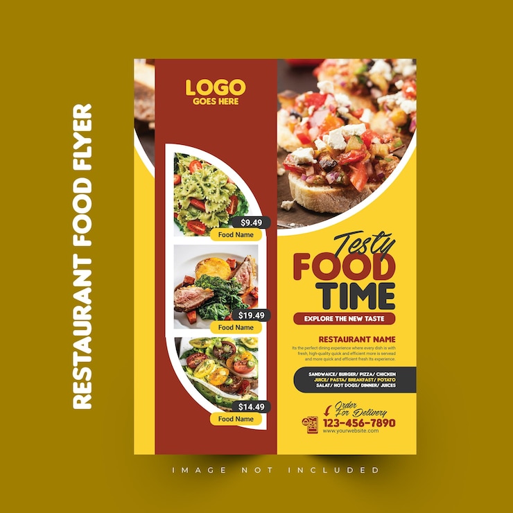 PSD un menu per il tempo del cibo mostra un menu di cibo