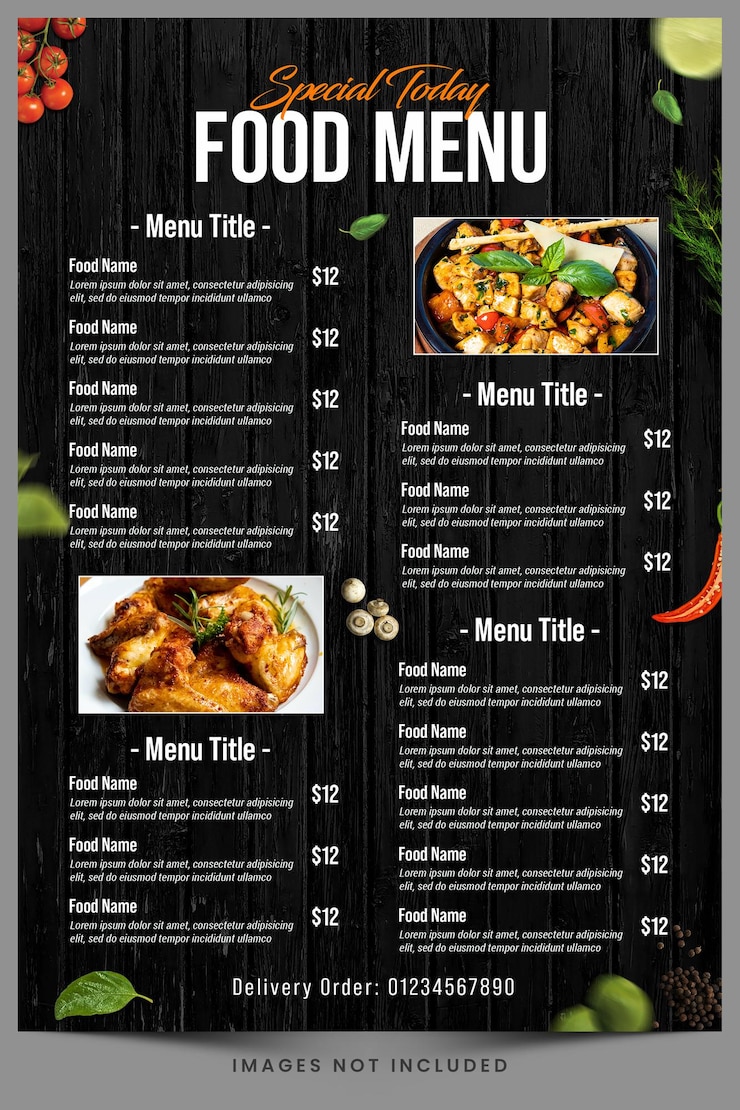 PSD un menu per un ristorante aperto al menu.