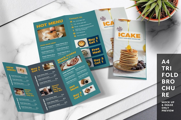 Un menu per un ristorante chiamato icing cake.