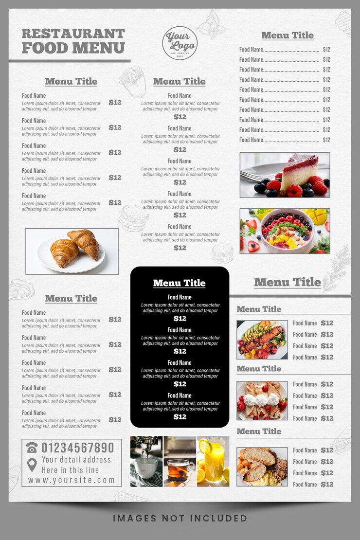 PSD un menu per un ristorante chiamato il menu del cibo