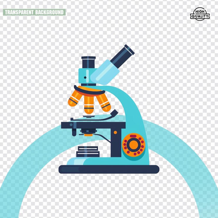 PSD un microscopio con una base blu e un generatore di luce gialla