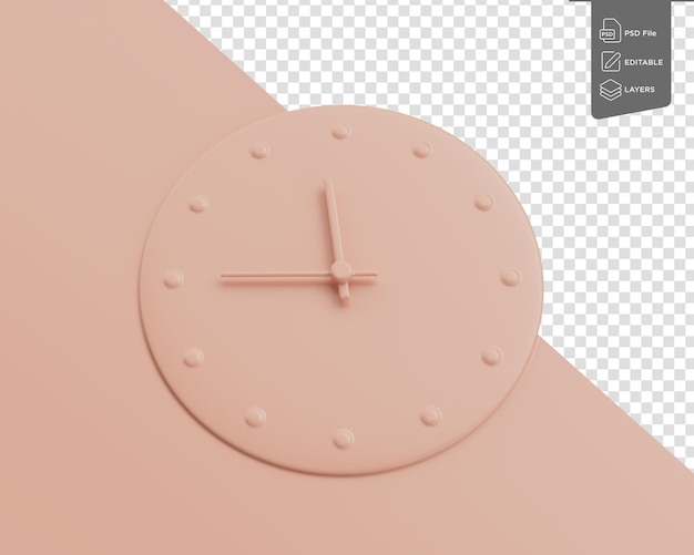 Un minimale orologio da parete rosa morbido undici quarantacinque 1145 per interni moderni illustrazione 3D