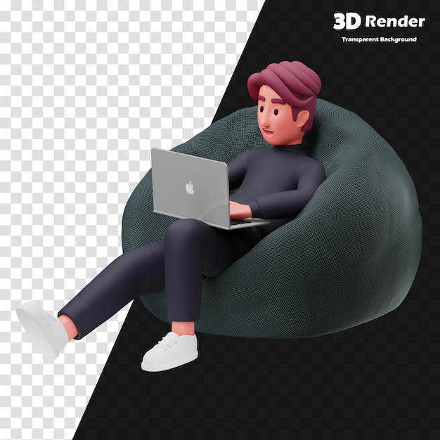 un modello 3d di un modello 3D di una persona che usa un portatile
