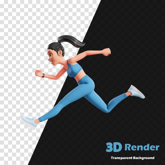 un modello 3D di una donna che corre in una gara