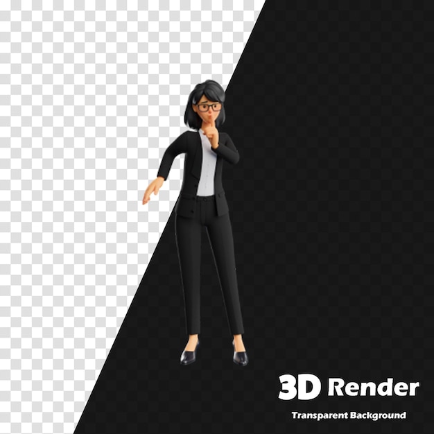 un modello 3D di una donna in abito nero e camicia bianca