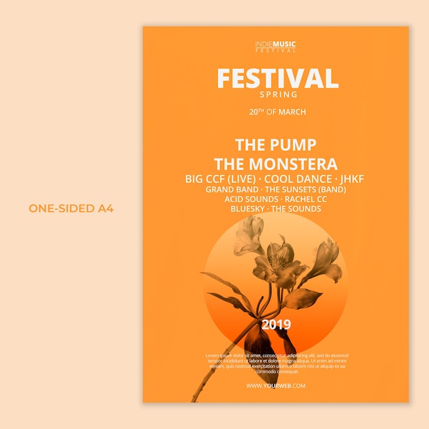 Un modello a4 unilaterale con il concetto del festival di primavera