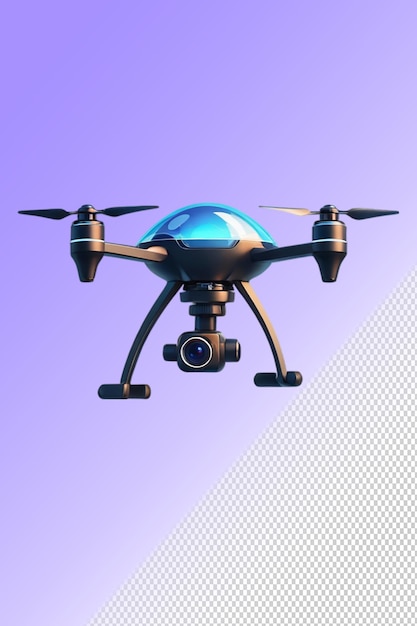 un modello blu e argentato di un drone con un naso blu e argento
